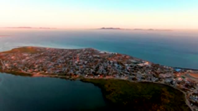SAN CARLOS BCS MEXICO-2022: Coastal Town at Sunset From Above