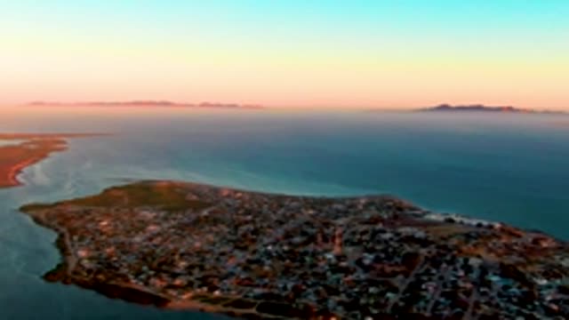 SAN CARLOS BCS MEXICO-2022: Coastal Town at Sunset From Above