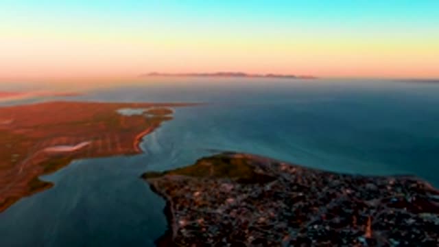 SAN CARLOS BCS MEXICO-2022: Coastal Town, Water, and Land at Sunset