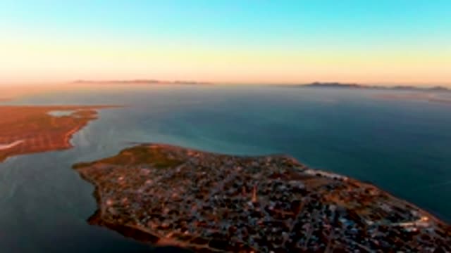 SAN CARLOS BCS MEXICO-2022: Coastal Town at Sunset From Above
