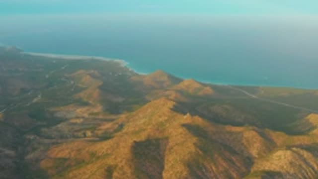 CABO PULMO LOS CABOS BCS MEXICO-2022: Coastal Mountain Ranges and Ocean Horizon