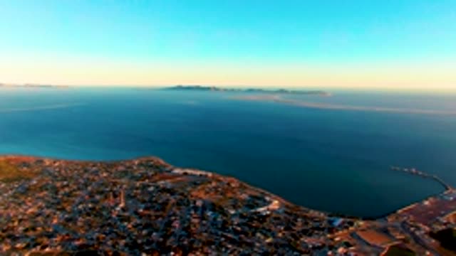 SAN CARLOS BCS MEXICO-2022: Coastal Town and Ocean with Distant Islands