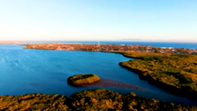 SAN CARLOS BCS MEXICO-2022: Coastal Town and Bay From Aerial Perspective