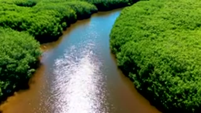 SAN CARLOS BCS MEXICO-2022: Winding River Through Dense Lush Forest
