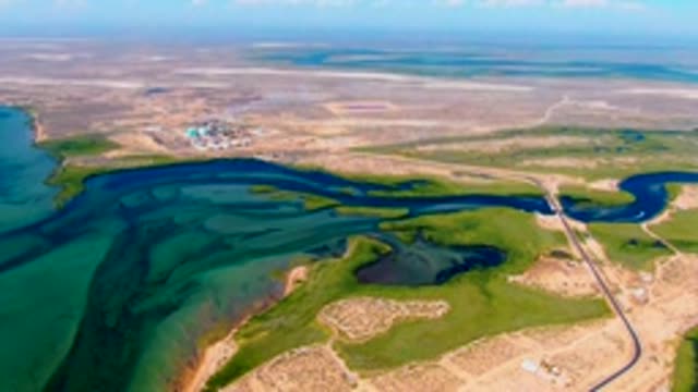 SAN CARLOS BCS MEXICO-2022: Oil Spill Drifting in Shallow Coastal Waters