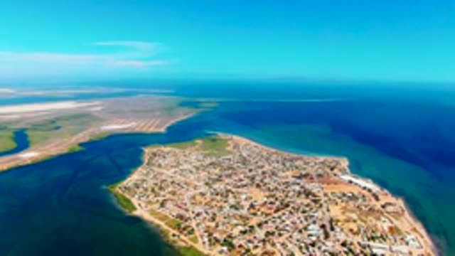SAN CARLOS BCS MEXICO-2022: Small Coastal Town on a Peninsula From Above