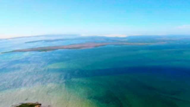 SAN CARLOS BCS MEXICO-2022: Turquoise Ocean and Distant Island From Above