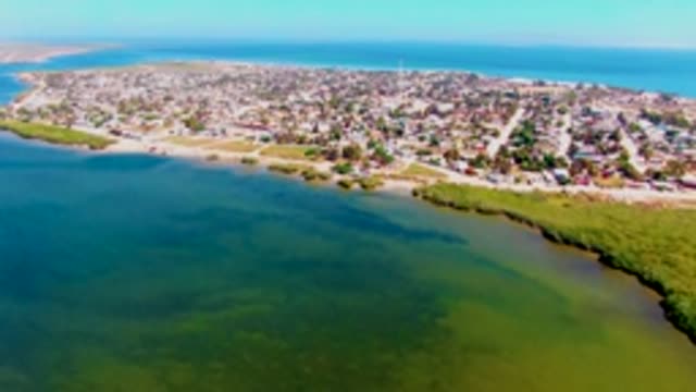 SAN CARLOS BCS MEXICO-2022: Coastal Town and Mangrove Shoreline From Above