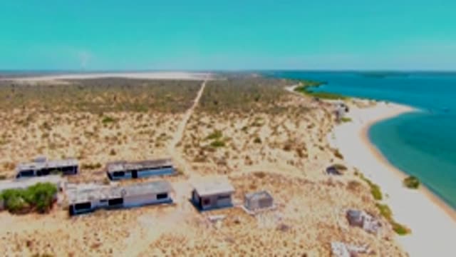 SAN CARLOS BCS MEXICO-2022: Arid Coastal Ruins on Sandy Shore