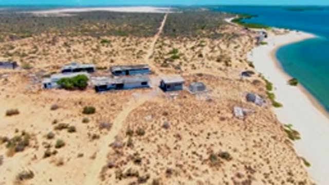 SAN CARLOS BCS MEXICO-2022: Aerial Approach to Desert Coast Buildings