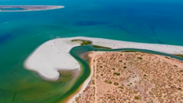 SAN CARLOS BCS MEXICO-2022: Coastal Sandbar and Lagoon From Above