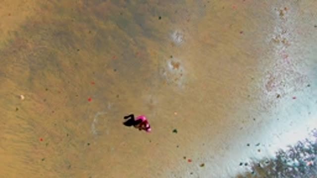 SAN CARLOS BCS MEXICO-2022: Person Moving in Shallow Water From Above