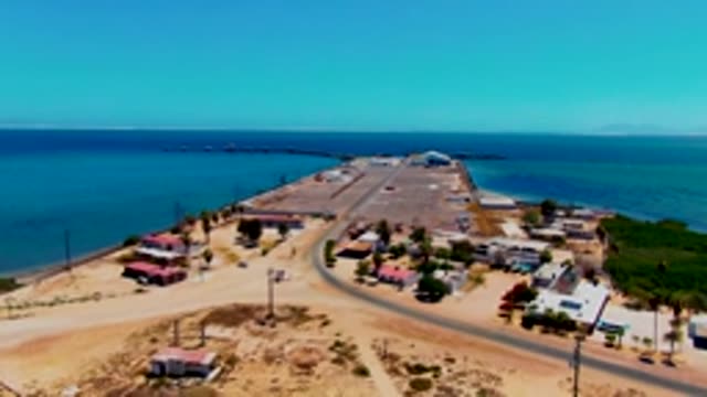 SAN CARLOS BCS MEXICO-2022: Coastal Runway with Vehicles and Buildings
