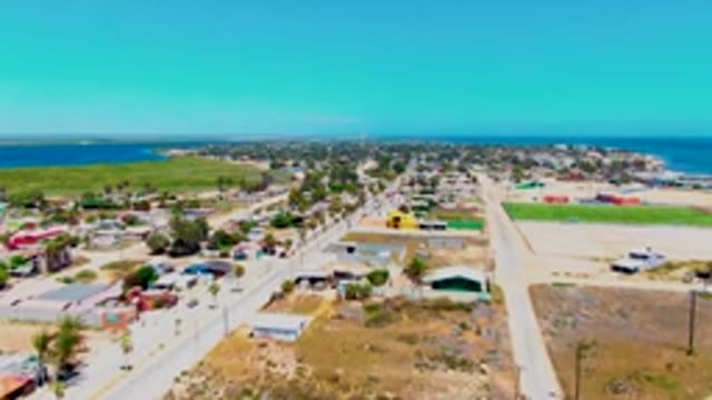 SAN CARLOS BCS MEXICO-2022: Coastal Town with Roads and Fields From Above