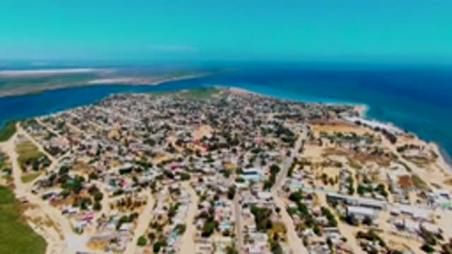 SAN CARLOS BCS MEXICO-2022: Drone Flight Over Coastal Residential Neighborhood