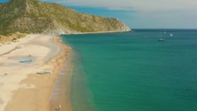 LOS FRAILES LOS CABOS BCS MEXICO-2022: Sandy Cove with Turquoise Water and Anchored Boats