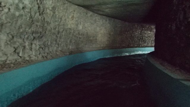 GUADALAJARA MEXICO-2022: Stone Water Channel with Flowing Water
