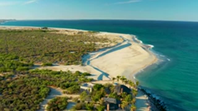 LAS BARRACAS EAST CAPE BCS MEXICO-2022: Beachgoers and Waves Along Sandy Shore
