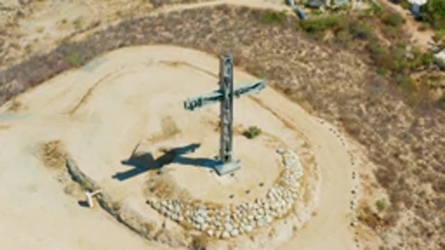 PUERTO LOS CABOS BCS MEXICO-2022: Hilltop Cross Monument, Aerial View