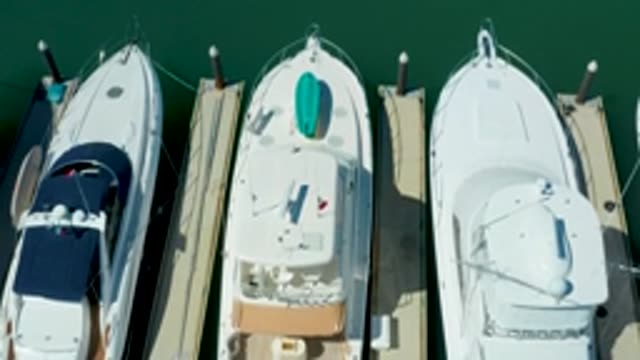 PUERTO LOS CABOS BCS MEXICO-2022: Overhead View of Boats Rocking at Marina Dock