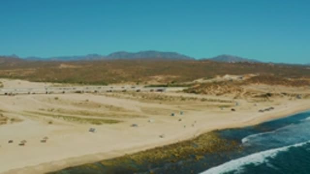 EL TULE LOS CABOS BCS MEXICO-2022: Beach and Coastal Road with Moving Vehicles