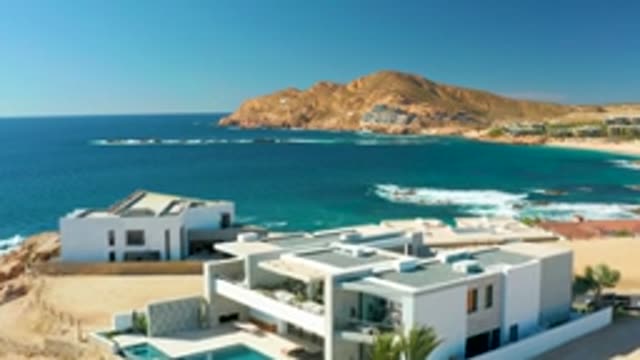CHILENO BEACH LOS CABOS BCS MEXICO-2022: Coastal Modern White Buildings with Ocean View