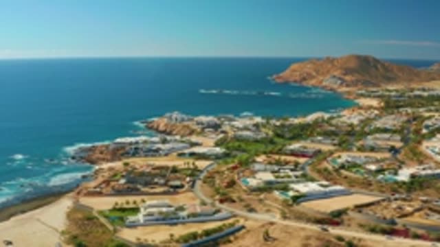 CHILENO BEACH LOS CABOS BCS MEXICO-2022: Resort Buildings Along Ocean Coastline