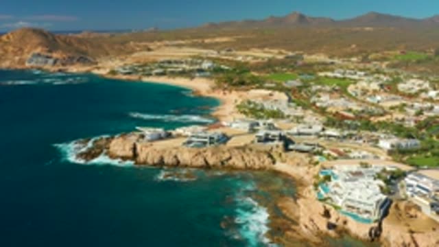 CHILENO BEACH LOS CABOS BCS MEXICO-2022: Ocean Waves Crashing on Rocky Shoreline