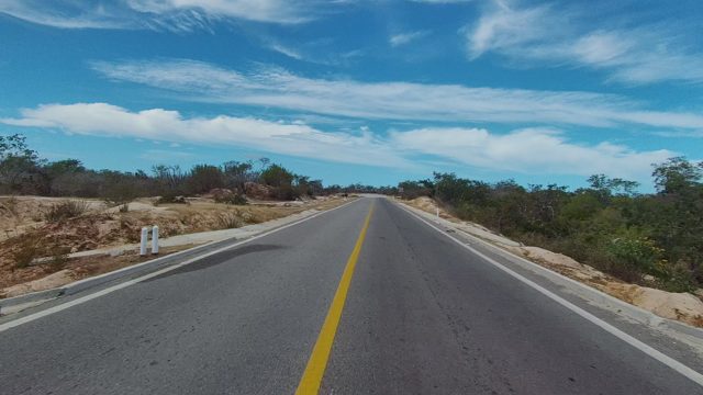 EAST CAPE LOS CABOS BCS MEXICO-2022: Straight Road in Arid, Dry Terrain