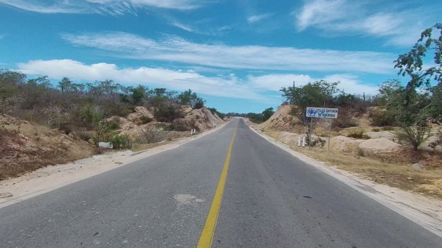 EAST CAPE LOS CABOS BCS MEXICO-2022: Road Moving Through Arid Hillside with Sparse Trees