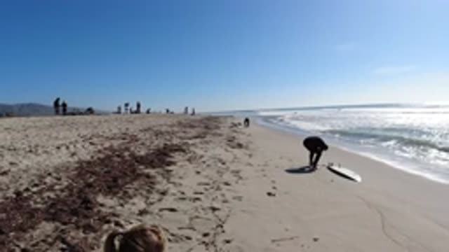 TRESTLES BEACH CALIFORNIA-2019: Girl Playing On The Beach
