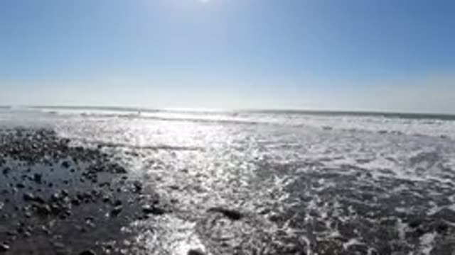 TRESTLES BEACH CALIFORNIA-2019: Rough Sea With A Sunny Day Of Cloudless Blue