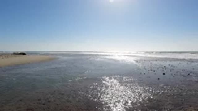 TRESTLES BEACH CALIFORNIA-2019: Moving Reflection Of The Sun On Cold Weather At