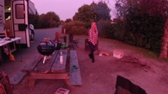 TRESTLES BEACH CALIFORNIA-2019: Blond Woman Walking Outdoors While Camping By A