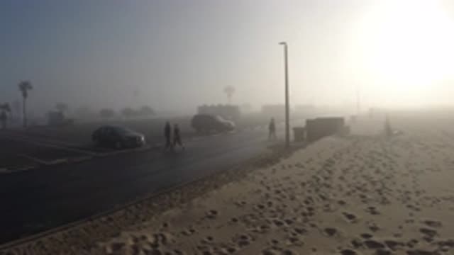 HUNTINGTON BEACH CALIFORNIA-2019: A Cloudy Day At The Beach