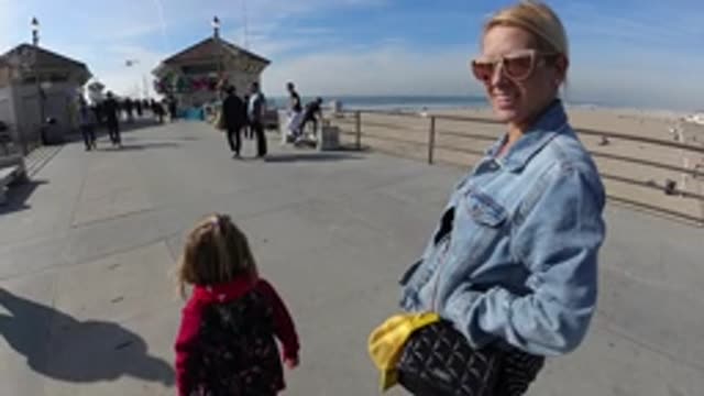 HUNTINGTON BEACH CALIFORNIA-2019: Time Lapse Family Travel By The Sea