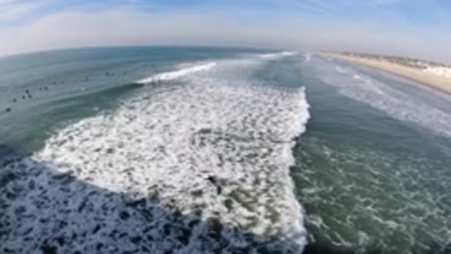 HUNTINGTON BEACH CALIFORNIA-2019: Blue And Clean Sea Waves