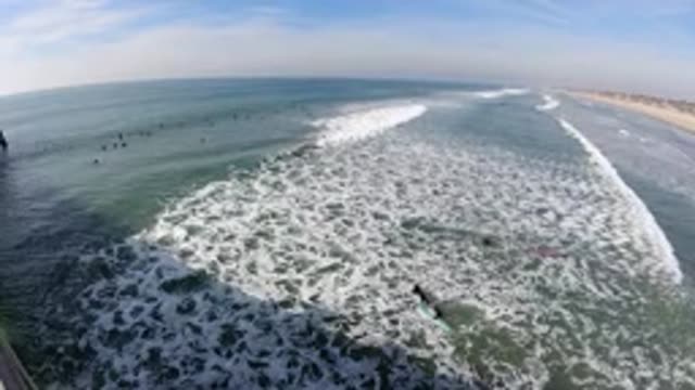 HUNTINGTON BEACH CALIFORNIA-2019: Huge Natural Beach With Clear Water Being