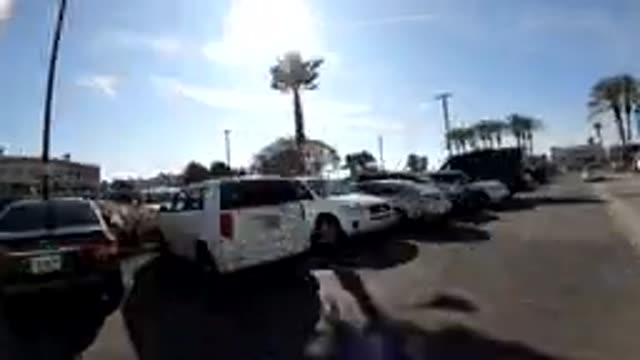 HUNTINGTON BEACH CALIFORNIA-2019: Parking Lot Dash Cam Seeded Up For Review And
