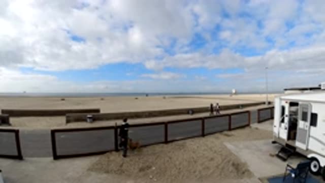 BOLSA CHICA CALIFORNIA-2019: Fast Forwarded Video Of People Working On A Site In