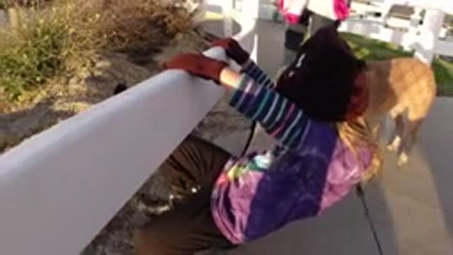PISMO BEACH CALIFORNIA-2019: Child Has Fun Playing With His Mother During A Walk