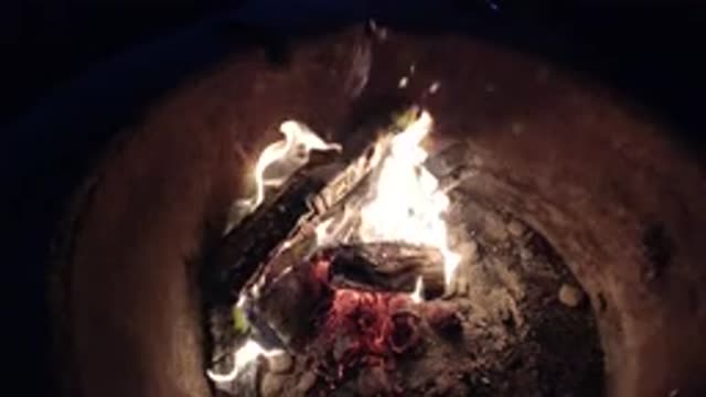 PISMO BEACH CALIFORNIA-2019: Beautiful Fire With Long Flames On A Night Of