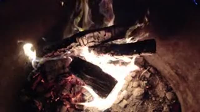 PISMO BEACH CALIFORNIA-2019: Strong Fire Burning At Night