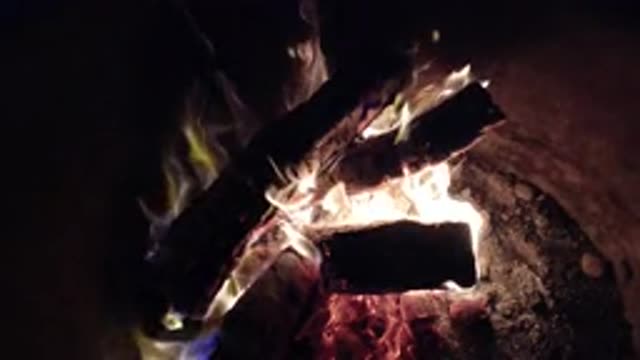 PISMO BEACH CALIFORNIA-2019: Some Wood Bars Are Burning Strongly And Gorgeously