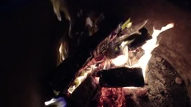 PISMO BEACH CALIFORNIA-2019: Beautiful Fire With Long Flames On A Cold Night