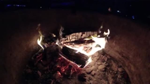 PISMO BEACH CALIFORNIA-2019: Pile Of Logs That Are Burning At Night