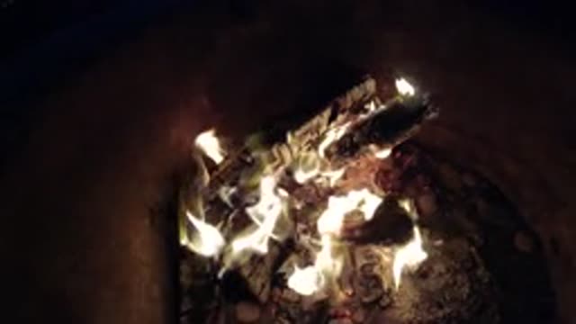 PISMO BEACH CALIFORNIA-2019: Low Burning Campfire At Night