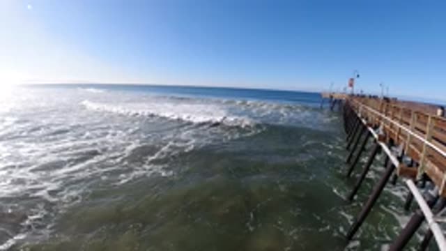 PISMO BEACH CALIFORNIA-2019: Static Image Of A Sea Port Under Sky Blue Sky