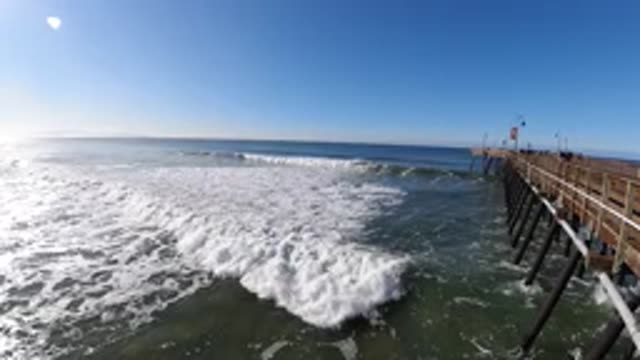 PISMO BEACH CALIFORNIA-2019: Beautiful Time Lapse Of Waves Crashing On The Shore