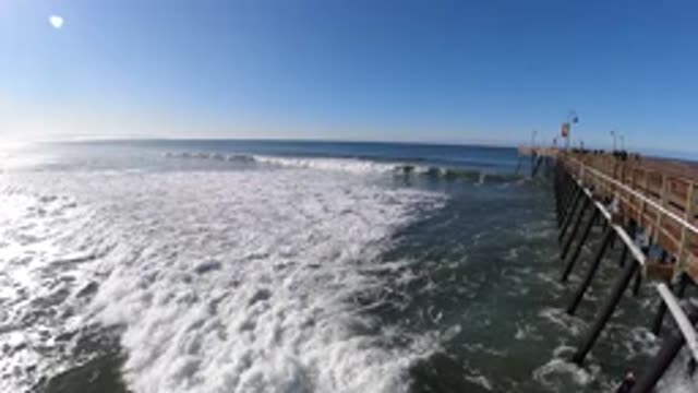 PISMO BEACH CALIFORNIA-2019: A Slow Motion Huge White Wave
